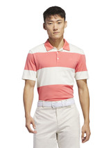 adidas Colourblock Rugby Stripe Polo Shirt - Ivory/Preloved Scarlet
