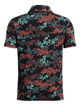 Under Armour JR Boys Playoff Printed Polo - Black/Hydro Teal