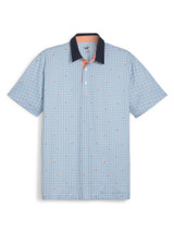 Puma Pique Gingham Polo - White Glow/Zen Blue