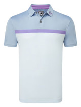 FootJoy Lisle Colour Block Golf Shirt (Athletic Fit) - Mist/Storm/Thistle