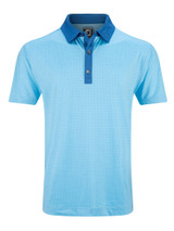 FootJoy Lisle Microflower Print Golf Shirt (Athletic Fit) - Blue/Sapphire