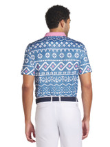 Puma 'Fair Isle' Print Polo - Blue Horizon/White Glow