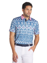 Puma 'Fair Isle' Print Polo - Blue Horizon/White Glow