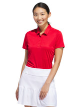 adidas Womens Solid Performance Short Sleeve Polo Shirt - Collegiate Red