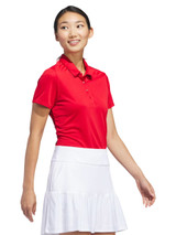adidas Womens Solid Performance Short Sleeve Polo Shirt - Collegiate Red