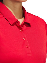 adidas Womens Solid Performance Short Sleeve Polo Shirt - Collegiate Red