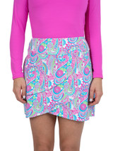 IBKUL Gloria Print Layered Skort (17.25") - Hot Pink/Turquoise