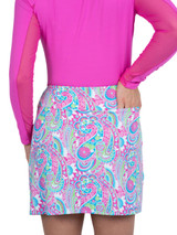 IBKUL Gloria Print Layered Skort (17.25") - Hot Pink/Turquoise