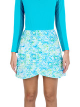 IBKUL Kathy Print Layered Skort (17.25") - Turquoise/Lime