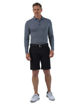 IBKUL Mini Check Print Long Sleeve Polo (Modern Fit) - Black/White