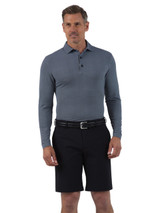 IBKUL Mini Check Print Long Sleeve Polo (Modern Fit) - Black/White