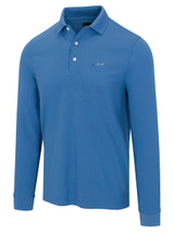 Greg Norman Long Sleeve Pique Shark Polo - Riverside Blue