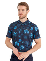 Calvin Klein Cyber Floral Print Polo Shirt - Navy