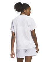 adidas Womens Go-To Printed Polo Shirt - White/Powder Coral
