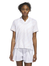 adidas Womens Go-To Printed Polo Shirt - White/Powder Coral