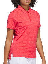 adidas Womens Ultimate365 Heathered Twistknit Polo Shirt - Aurora Ruby/Grey Four