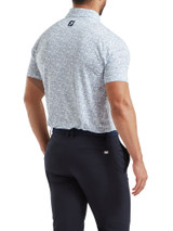 FootJoy Scottish Town Print Lisle Polo Shirt (Athletic Fit) - White/Navy