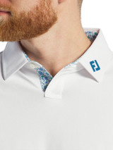 FootJoy Solid Stretch Pique With Floral Trim Polo Shirt (Athletic Fit) - White