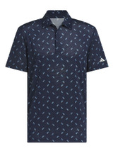 adidas Ultimate365 Printed Mesh Polo Shirt - Collegiate Navy/Wonder Silver