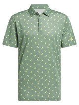 adidas Ultimate365 Printed Mesh Polo Shirt - Silver Green/Pure Sulfur