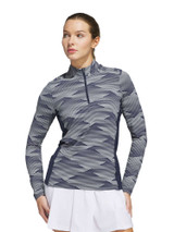 adidas Womens Ultimate365 Printed Quarter-Zip Mock - Collegiate Navy