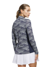 adidas Womens Ultimate365 Printed Quarter-Zip Mock - Collegiate Navy