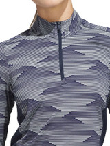 adidas Womens Ultimate365 Printed Quarter-Zip Mock - Collegiate Navy