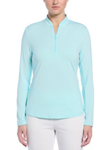 Ben Hogan Women's Solid Sun Protection Long Sleeve Top - Waterspout