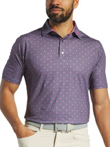 FootJoy Flying Wasp Print Lisle Polo Shirt (Athletic Fit) - Dusk/Black/Pink