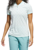 adidas Womens Ultimate365 Jacquard Short Sleeve Polo Shirt - Semi Flash Aqua