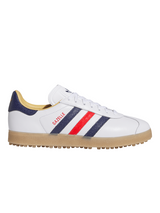 adidas Originals Gazelle Leather Spikeless Golf Shoes - Ftwr White/Dark Blue/Red
