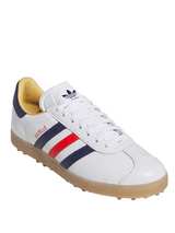 adidas Originals Gazelle Leather Spikeless Golf Shoes - Ftwr White/Dark Blue/Red