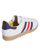 adidas Originals Gazelle Leather Spikeless Golf Shoes - Ftwr White/Dark Blue/Red
