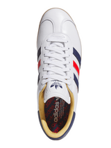 adidas Originals Gazelle Leather Spikeless Golf Shoes - Ftwr White/Dark Blue/Red