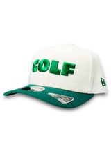 New Era Golf Script 9Seventy Stretch Snapback Cap - Chrome White/Dark Green
