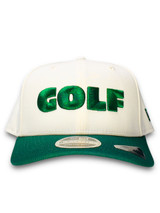 New Era Golf Script 9Seventy Stretch Snapback Cap - Chrome White/Dark Green