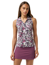 TravisMathew Women's Featherweight Printed SL Polo - Greystone Floral Multi
