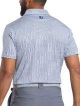FootJoy Lisle Houndstooth Geo Print Polo (Athletic Fit) - White/Navy/Grey