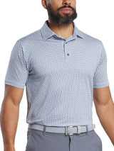 FootJoy Lisle Houndstooth Geo Print Polo (Athletic Fit) - White/Navy/Grey