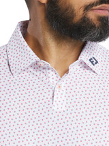 FootJoy Bounce Print Pique Polo Shirt (Athletic Fit) - White/Hibiscus