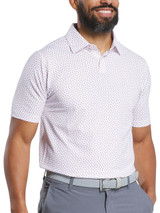 FootJoy Bounce Print Pique Polo Shirt (Athletic Fit) - White/Hibiscus