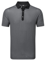 FootJoy Checker Print Lisle Polo Shirt (Athletic Fit) - Black