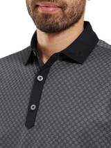 FootJoy Checker Print Lisle Polo Shirt (Athletic Fit) - Black