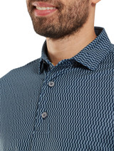 FootJoy Wiggle Print Lisle Polo Shirt - Navy/Grey/White