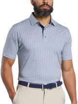 FootJoy Citrus Print Lisle Polo Shirt (Athletic Fit) - Grey/Navy