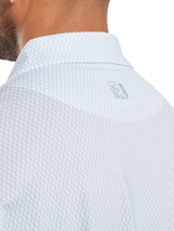 FootJoy Irongate Print Lisle Polo Shirt (Athletic Fit) - White/Skyway