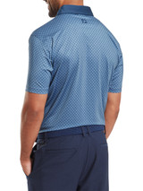 FootJoy Checker Print Lisle Polo Shirt (Athletic Fit) - Dark Denim/White