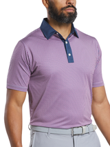 FootJoy Lattice Print Lisle Polo Shirt (Athletic Fit) - Dark Denim/Lemonade