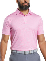 FootJoy Lisle Houndstooth Geo Print Polo (Athletic Fit) - Pink Lemonade/Sky/Wht