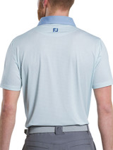 FootJoy Lattice Print Lisle Polo Shirt (Athletic Fit) - Blue Jay/White